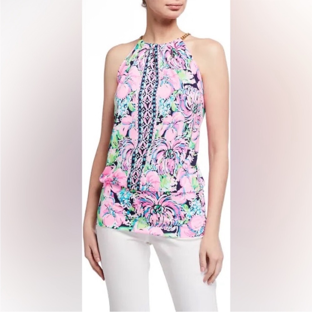 Lilly Pulitzer High Tide Navy Tall Order Engineered Bowen Top Size Medium
